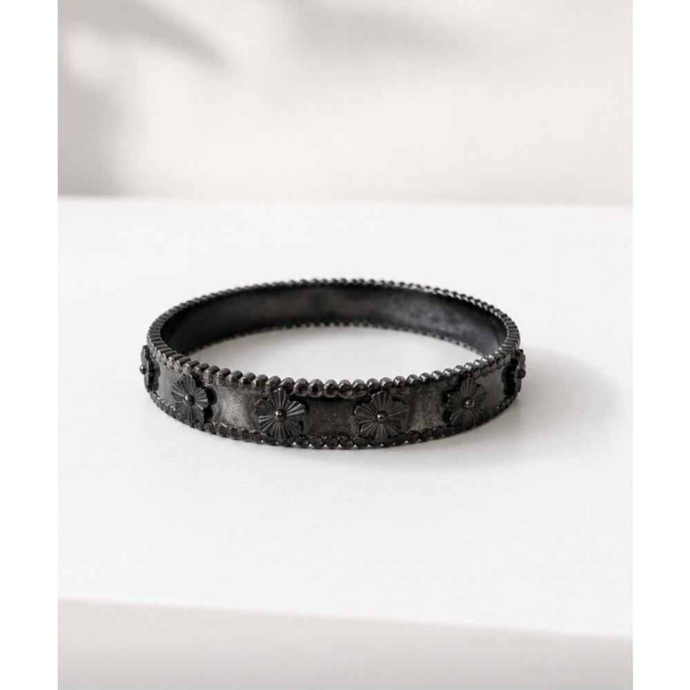 Black Stainless Steel Clover Bangle Bracelet New